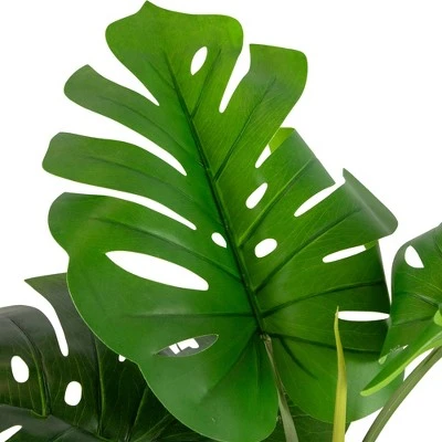Northlight Real Touch™ Artificial Monstera Artificial Plant In A White Textured Pot - 4.25' - Image 5