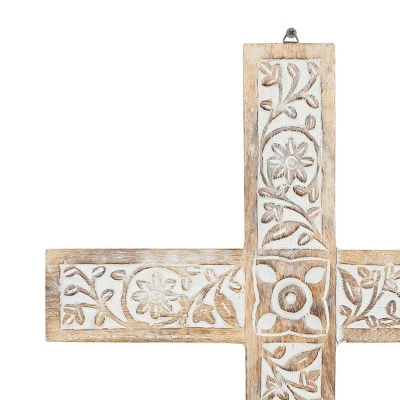 Mango Wood Biblical Carved Cross Wall Decor Brown - Olivia & May - Image 5