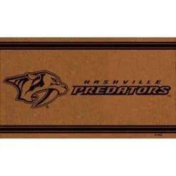 Evergreen Nashville Predators Logo Turf Mat, Brown- 28 X 16 Inches Indoor Outdoor Doormat