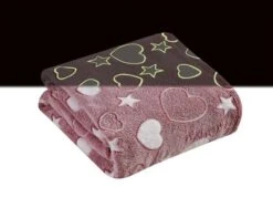 GoodGram Glow In The Dark Pink Hearts & Stars Ultra Plush Fleece Accent Throw Blanket - 50 In. X 60 In.