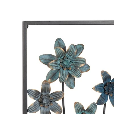 Metal Floral Wall Decor With Black Frame Set Of 2 Gray - Olivia & May - Image 4