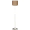 360 Lighting Abba Modern Floor Lamp Standing 66" Tall Brushed Nickel Silver Natural Burlap Fabric Drum Shade For Living Room Bedroom Office House Home