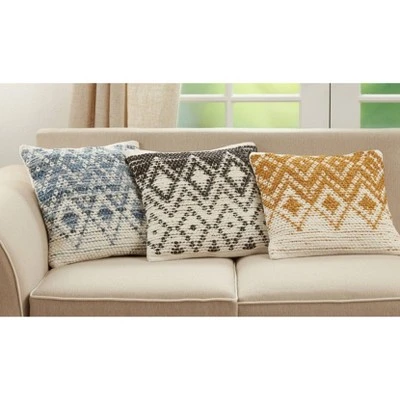 18"x18" Diamond Design Woven Square Pillow Cover - Saro Lifestyle - Image 4