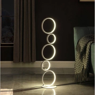 38.5" Else Nordic 5-Ring Shaped Metal Table Lamp (Includes LED Light Bulb) White - Ore International - Image 4