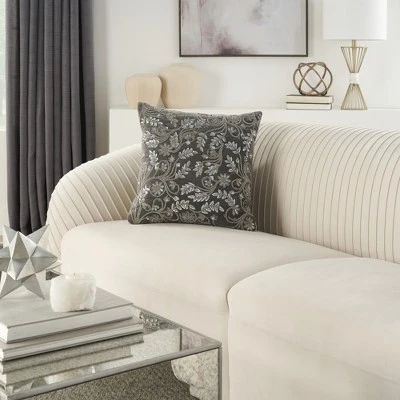 Mina Victory Luminescence Beaded Flowers Indoor Throw Pillow - Image 3