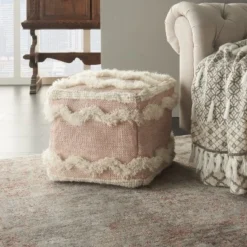 Mina Victory Life Styles Woven Chevron 16" X 16" X 16" Indoor Pouf