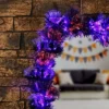 National Tree Company 9 Ft. Black Fiber Optic Garland With Purple And Orange Lights