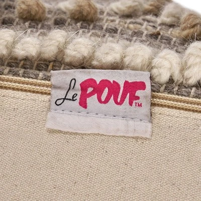 Bonita Large Contemporary Wool And Cotton Pouf Ottoman White/Beige - Christopher Knight Home - Image 5