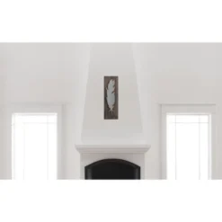 9.75" X 29.75" Metal Feather Wood Wall Décor - Storied Home