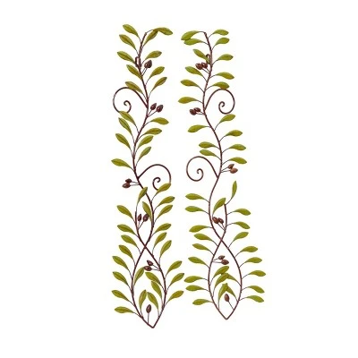Set Of 2 Metal Leaf Wall Decors Green - Olivia & May - Image 5
