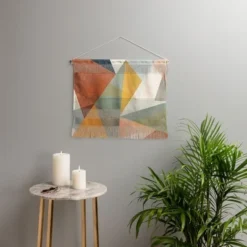 Little Arrow Design Co Modern Triangle Mosaic Multi Landscape Fiber Wall Hanging - Society6