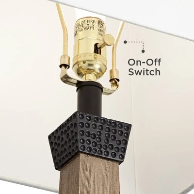 John Timberland Buchan Rustic Farmhouse Table Lamps 29 1/2" Tall Set Of 2 Faux Wood Oatmeal Square Shade For Bedroom Living Room Bedside Nightstand - Image 3