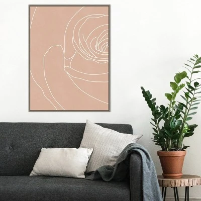 22" X 30" Blush Flowers III By Sarah Leonard Framed Canvas Wall Art Gray Wash - Amanti Art - Image 5
