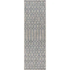 Ourika Moroccan Geometric Textured Weave Indoor/Outdoor Area Rug - JONATHAN Y