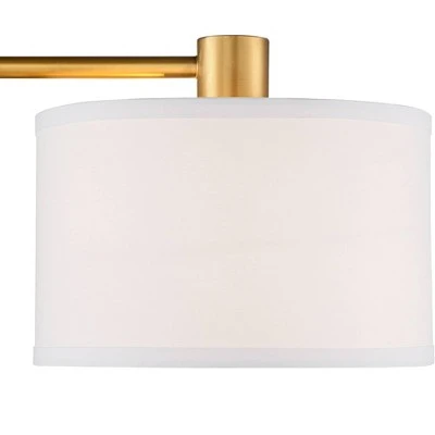 360 Lighting Colby Modern Desk Lamp 21" High Antique Gold With USB And AC Power Outlet In Base White Linen Drum Shade For Bedroom Living Room Desk - Image 5