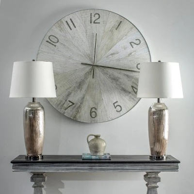 Metal/Wood Spencer Transitional Wall Clock Washed Oak White - StyleCraft - Image 4
