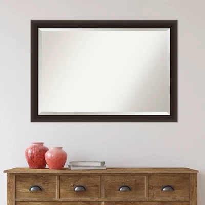 40" X 28" Beveled Romano Espresso Narrow Wood Wall Mirror - Amanti Art - Image 7