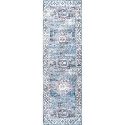 NuLOOM Eva Machine Washable Vintage Faded Medallion Area Rug - Image 11