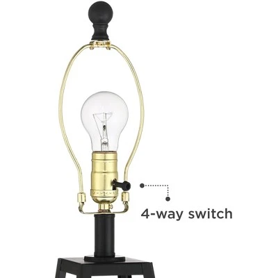 Franklin Iron Works Kacey Modern Table Lamps Set Of 2 With Square Risers 26 3/4" High Dark Metal USB Charging Port Nightlight Oatmeal Shade For Desk - Image 2