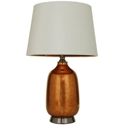 Glass Gourd Style Base Table Lamp With Tapered Shade Copper - Olivia & May - Image 6