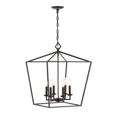 Velsa 6Lt Pendant - Oil Rubbed Bronze (Black) - Safavieh - Image 2