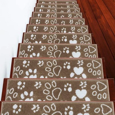 Sussexhome Paw Collection Non-Slip Carpet Stair Treads For Wooden Steps, 9" X 28" , Pack Of 4/7/10/13/15