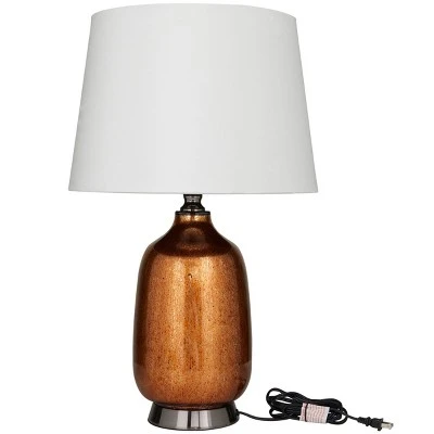 Glass Gourd Style Base Table Lamp With Tapered Shade Copper - Olivia & May - Image 3
