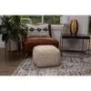 BirdRock Home Square Pouf Foot Stool Ottoman For Living Room & Bedroom - Natural