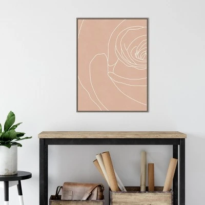 22" X 30" Blush Flowers III By Sarah Leonard Framed Canvas Wall Art Gray Wash - Amanti Art - Image 4