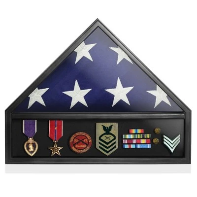 Reminded Military Medal & Burial Flag Shadow Box Display Case With Glass Insert - Image 2