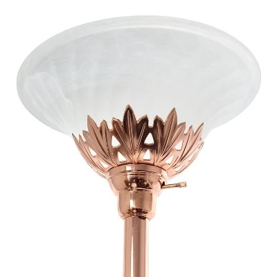 3 Light Floor Lamp With Scalloped Glass Shade Rose Gold - Elegant Designs - Image 3