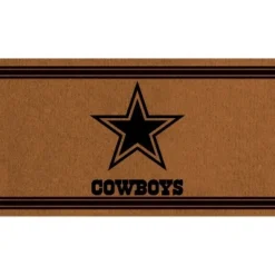 Evergreen Dallas Cowboys Logo Turf Mat, Brown- 28 X 16 Inches Indoor Outdoor Doormat