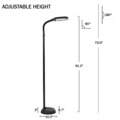 Hastings Home Adjustable Floor Lamp – 6ft Full Spectrum Natural Sunlight Lamp With Bendable Neck
