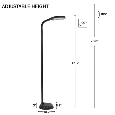 Hastings Home Adjustable Floor Lamp – 6ft Full Spectrum Natural Sunlight Lamp With Bendable Neck