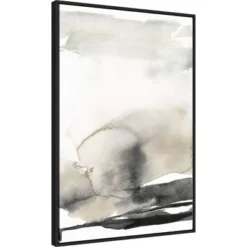 23" X 33" Horizon Triptych III By Jennifer Goldberger Framed Canvas Wall Art Print Black - Amanti Art