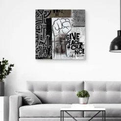 30" X 30" Give Peace A Chance By Nikki Chu Canvas Art Print - Masterpiece Art Gallery