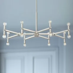Possini Euro Design Marya Brushed Nickel Chandelier 37 3/4" Wide Modern 16-Light Fixture For Dining Room House Foyer Kitchen Island Entryway Bedroom
